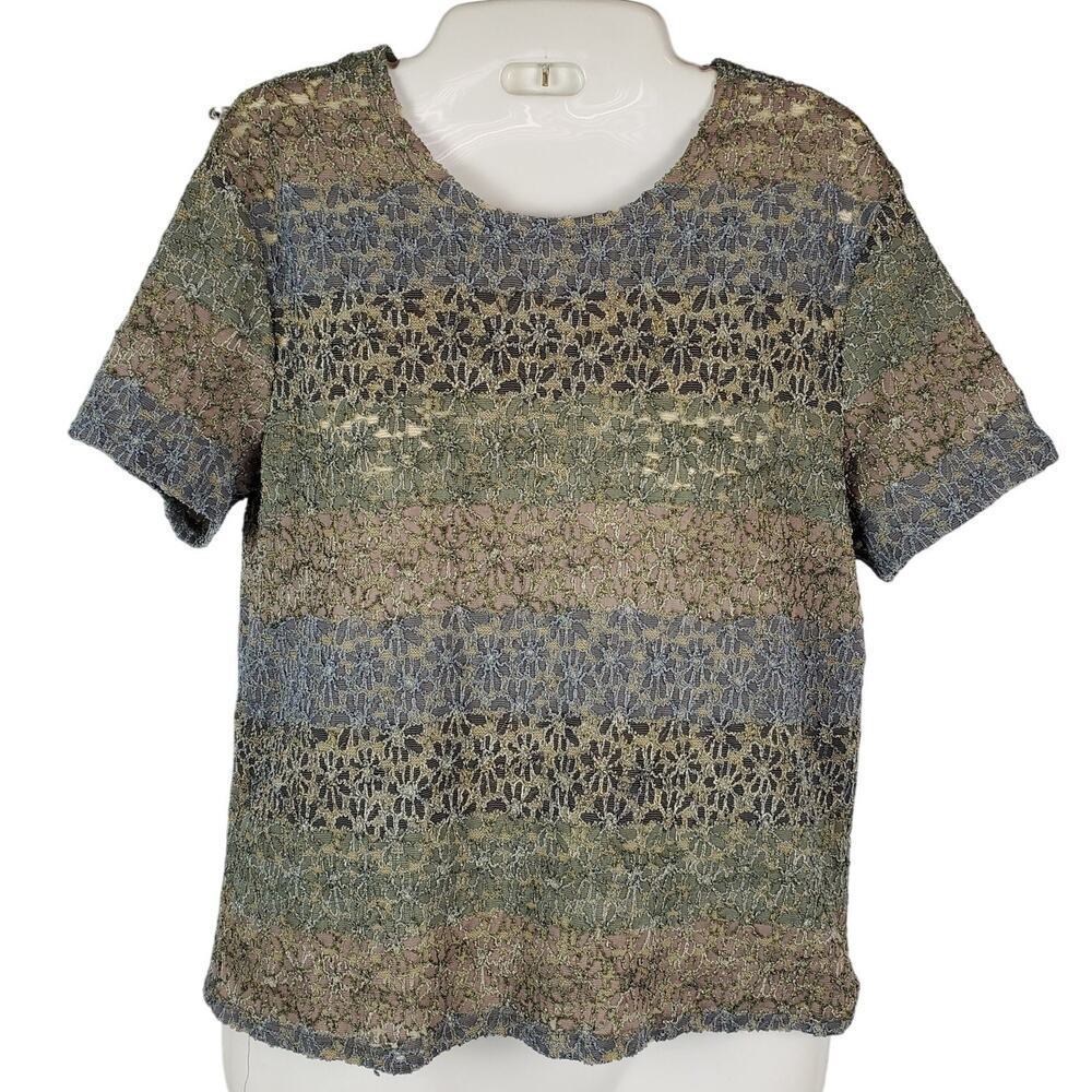 Kathy Lee Collection Vintage Lace Blouse Top Sz M Y2K Cottagecore Boho Grunge